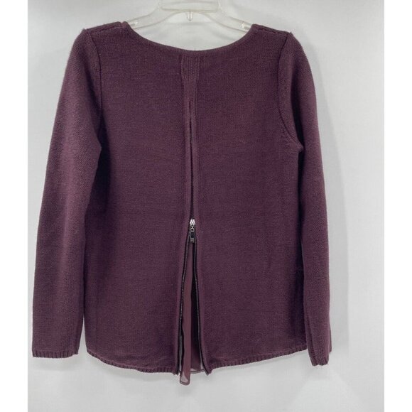 Market & Spruce Women’s Maroon Purple Split Back Knit Sweater Size Small - Picture 2 of 9